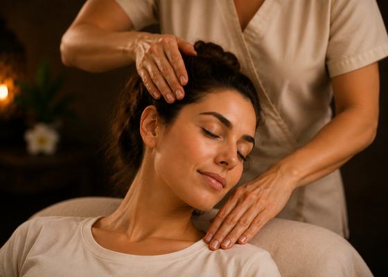 Rückenmassage, Detailansicht